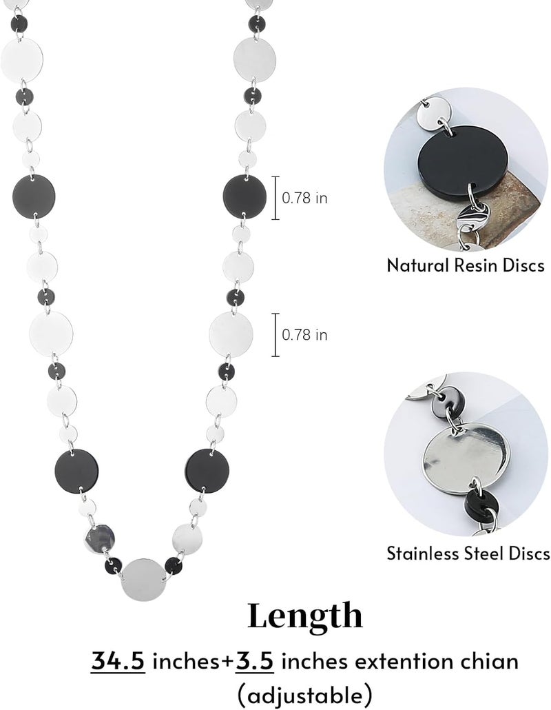 BULINLIN Layered Silver Long Necklace for Women Turquoise Stone Beaded Strand Sweater Chain Necklaces Fashion Costume Jewelry Gifts for Mom - Image 5